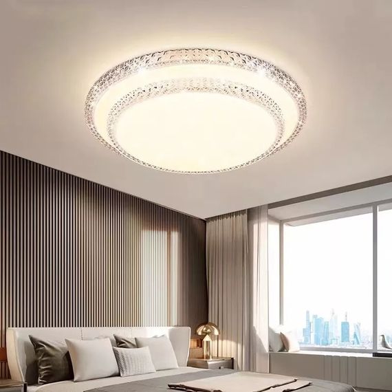 Сучасний круглий світильник стельовий LED для кімнати кухні ванної з пультом 25921 Білий 8х40х40 см. | Зображення 5