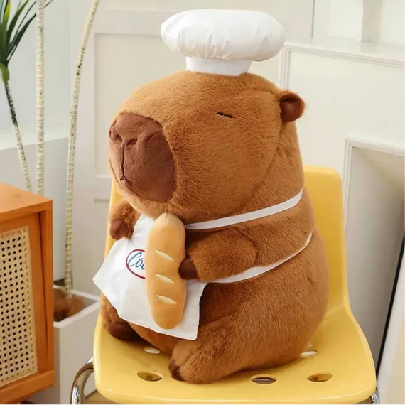 М'яка іграшка Капібара Кухар із хлібушком 45 см, розвивальна плюшева іграшка для дітей | Зображення 2