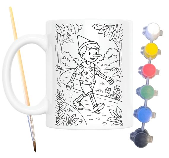 Набор для творчества кружка раскраска Приключения Пиноккио (по мотивам романа Карло Коллоди) 330 мл белая (КР0192)