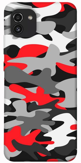 Чохол IBANAN Червоно-сірий камуфляж для Samsung Galaxy A03