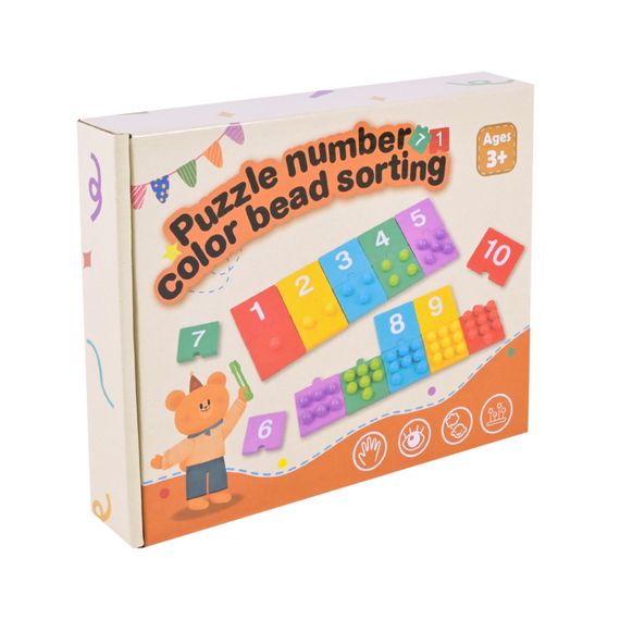 Дитяча дерев’яна іграшка "Цифри" C9412 пазли цифри, бусини | Зображення 3