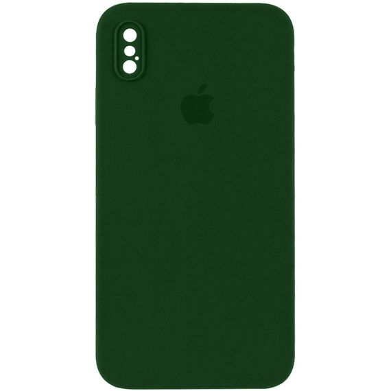 Чехол Silicone Case Square Full Camera Protective (AA) для Apple iPhone XS / X (5.8") Зеленый / Army green