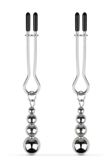 Затискачі для сосків Bedroom Fantasies: Nipple Clamps with Beaded Chain Сріблясті One Size