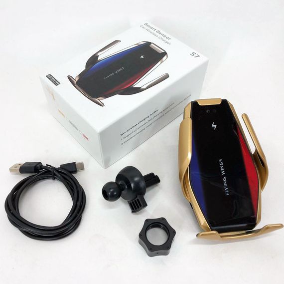 Автомобільний тримач S7 для телефону з швидкою зарядкою S7. AW-226 Колір: золотий | Зображення 2