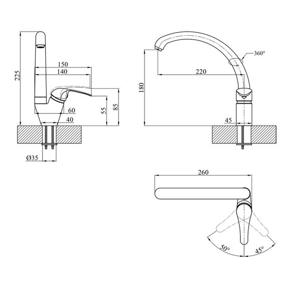 Змішувач для кухні Agua Leon-C032 (CV016442) | Зображення 1