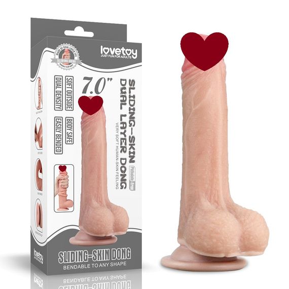 Фалоімітатор - Sliding-Skin Dual Layer Dong 7" Flesh Sex Aura