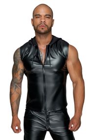 Мужская безрукавка с капюшоном Noir Handmade H062 Hooded Shirt, 3XL, мокрый эффект Sex Aura