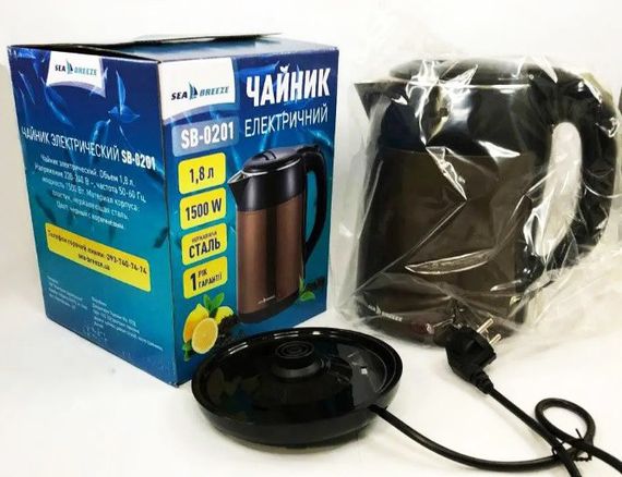 Електрочайник Sea Breeze SB-0201 1,8 л чайник термос 1500 Вт Коричневий | Зображення 4
