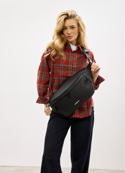 Женская сумка-бананка под ноутбук Sambag Urban Laptop черная 46×26 см (51411064) | Зображення 1