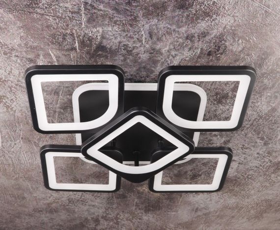 Люстра світлодіодна стельова LED світильник для квартири на стелю лед з пультом 25726 Чорний 11х40х40 см. | Зображення 7