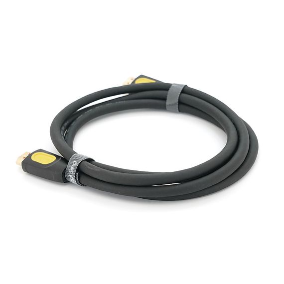 Кабель VEGGIEG V--H203 HDMI-HDMI 4K Premium, 1.5m, v2,0, OD-4.0mm, круглий, Black, конектор Black-Yellow, Пакет | Зображення 1