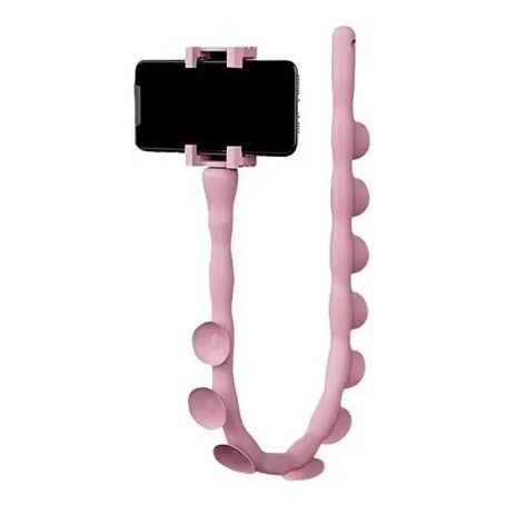 Гнучкий тримач для телефону з універсальними присосками Cute Worm Lazy Holder. Колір: рожевий WP-45