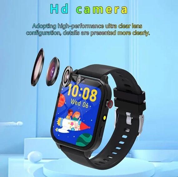 Дитячий розумний годинник із камерою, іграми, моніторингом сну, крокомірром, будильником, ліхтариком та ін. Чорний | Зображення 6