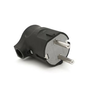 Вилка із заземленням кутова, 16A 250V, A105, Black, Q40