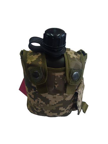 Фляга пластикова М&М 1000 мл Чорна в чохлі Вид 5 ММ-14 Піксель (213567) | Зображення 1