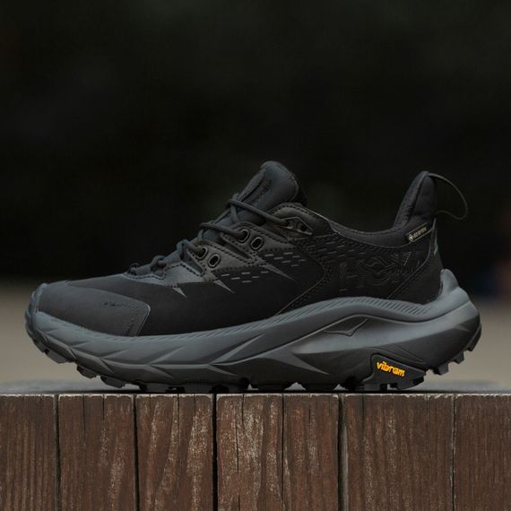 Кросівки демісезонні шкіряні  Hoka  GTX колір чорний/сірий