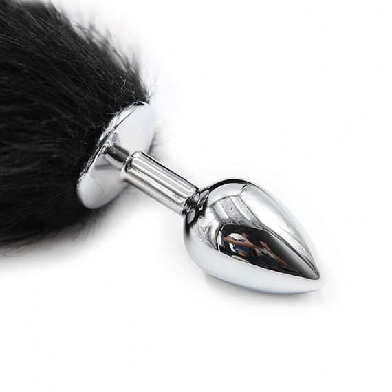 Анальная пробка с хвостом Midnight Fox L  металлическая основа и роскошный пушистый хвост | Зображення 6