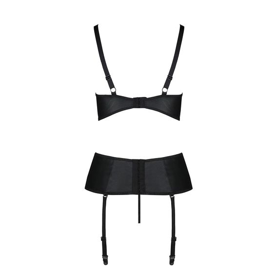 Корсет з відкритими грудьми Passion JANNIES CORSET S/M black, стрінги в наборі | Зображення 3