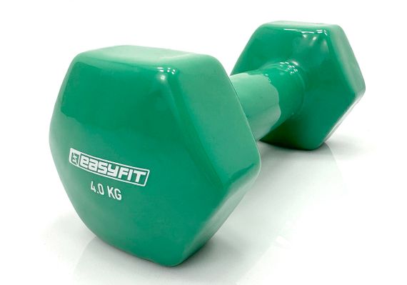 Гантель для фітнесу 4.0 кг EasyFit із вініловим покриттям зелена (EF-0040-G)