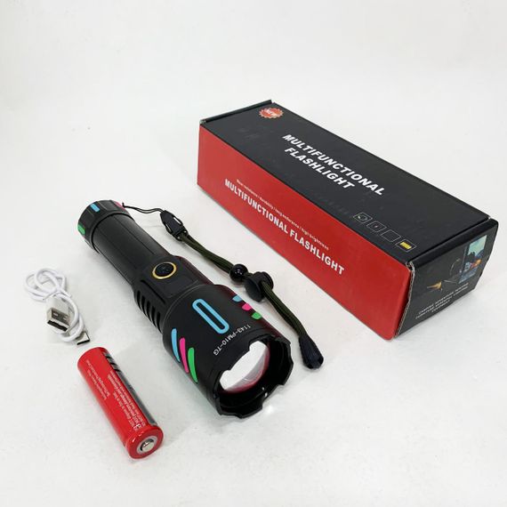 Ручний ліхтар з 18650 акумулятором, Світлодіодний робочий ліхтар перезаряджуваний портативний GF-76 | Зображення 4