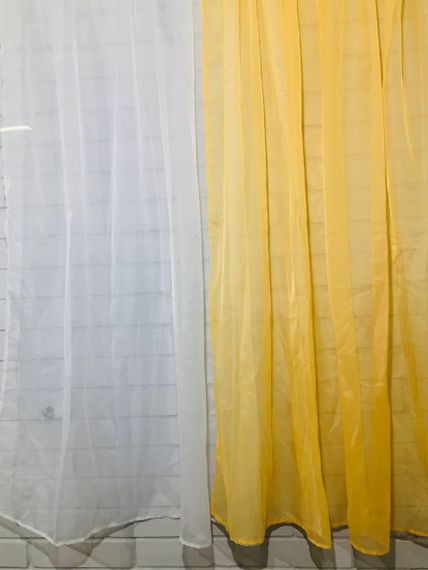 Коротка тюль з шифону 280х150 см білий з помаранчевим | Зображення 2