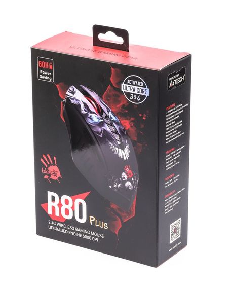 Миша ігрова бездротова A4-Tech Bloody R80 Plus, чорна з малюнком | Зображення 5