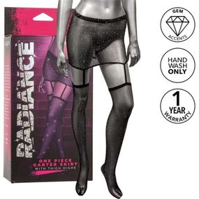 Пояс-юбка с чулками в сетку со стразами Calexotics Garter Skirt Thigh Highs, черный Sex Aura