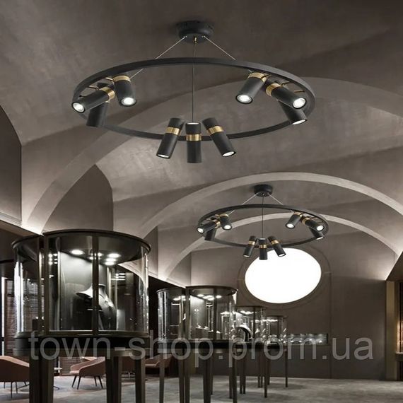 Люстра потолочная подвесная в стиле LOFT (лофт) J063/18-bk-k Черный 40-200х85х85 см. | Зображення 3