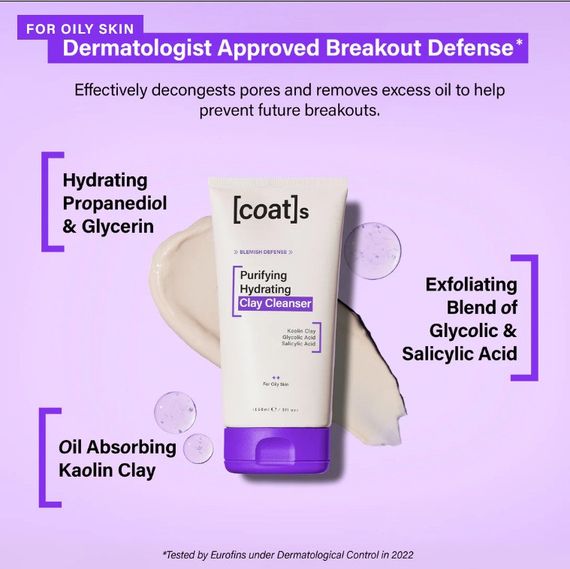 Умивалка для обличчя COATs Purifying Hydrating Clay Cleanser, 150 ml | Зображення 2