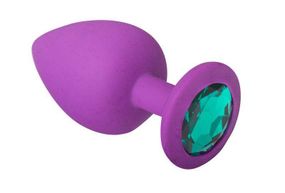 Анальна пробка силіконова зі стразом Purple Silicone Emerald, M sexstyle