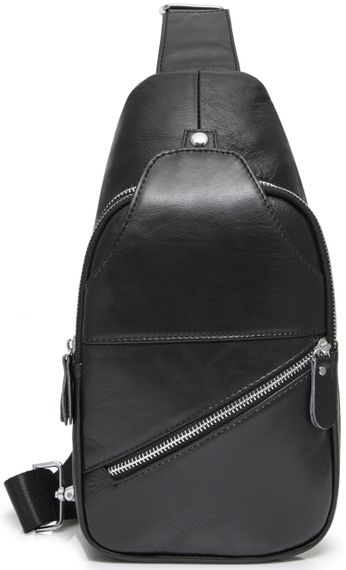Чоловіча сумка-слінг шкіряна чорна Tiding Bag 7579 | Зображення 2