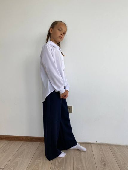 Дитячі штани палаццо для дівчинки шкільні штани колір темно-синій розмір 146, SBR129 | Зображення 1