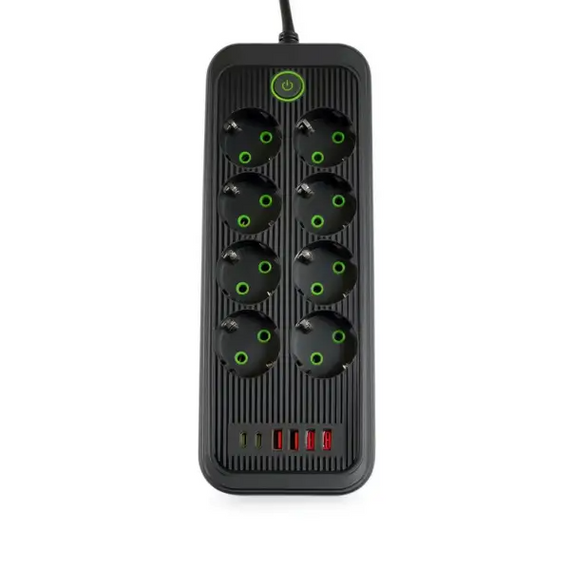 Мережевий фільтр-подовжувач 8 розеток 4xUSB-A 2xUSB-C 5м чорний HP-5-56