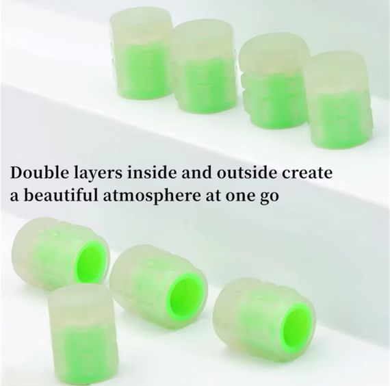 Зелені флуоресцентні (неонові) ковпачки на ніпель для велосипеда, машини, мотоцикла, самоката | Зображення 8