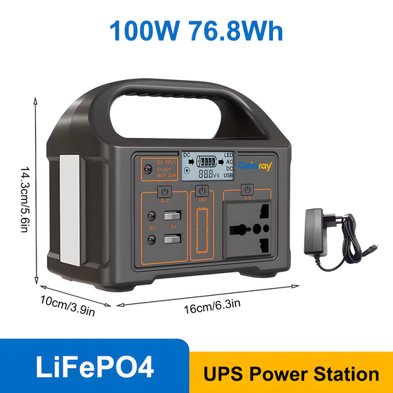 Портативна зарядна станція Gaiaray 100W 76.8Wh LiFePO4 з ліхтариком | Зображення 1