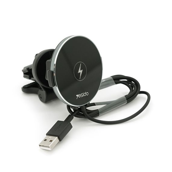 Автодержатель Yesido C131 + Wireless Charging 15W, крепление на решетку, магнит