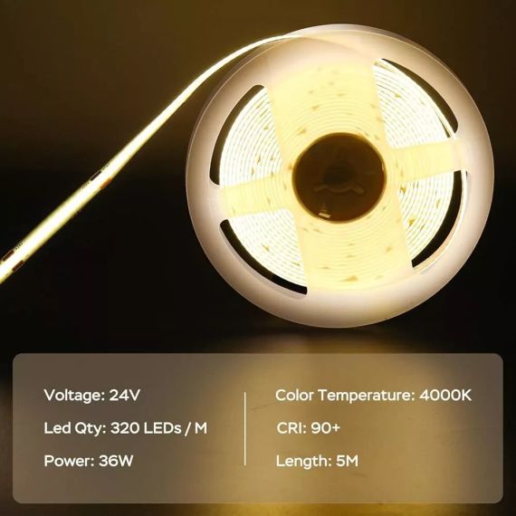 Світлодіодна стрічка Luktix COB 10M, світлодіодні стрічки натурального білого кольору 4000K, світлодіодна стрічка | Зображення 4