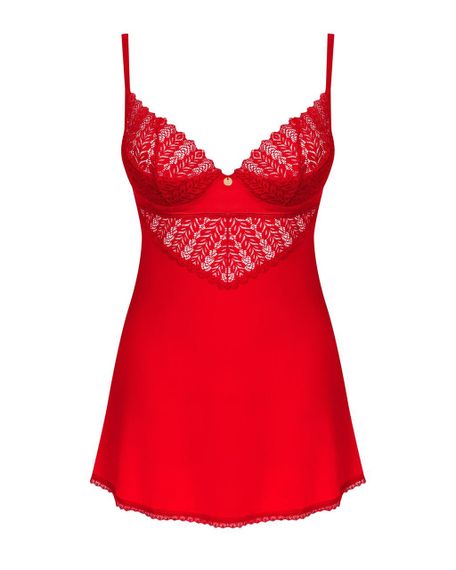 Пеньюар Obsessive Ingridia chemise & thong XS/S, червоний, Сорочка, стрінги sexstyle | Зображення 2