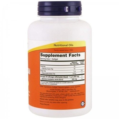 Масло огуречника NOW Foods Borage Oil 1000 mg 120 Softgels | Зображення 1