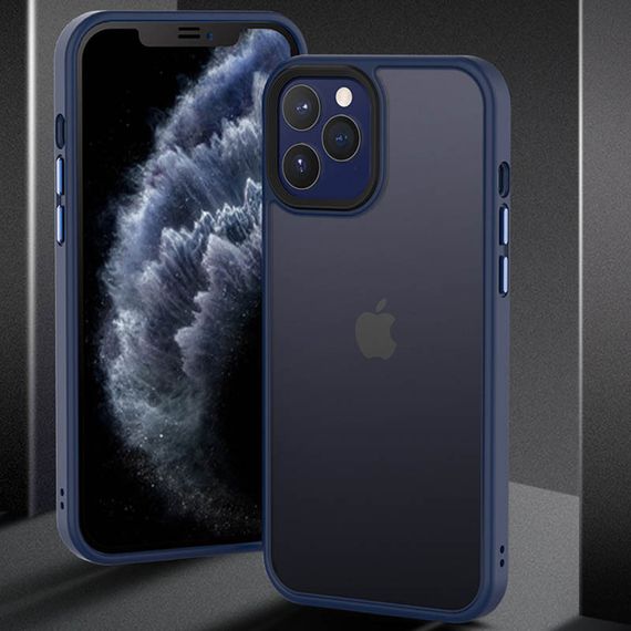 TPU+PC чохол Metal Buttons для Apple iPhone 12 Pro / 12 (6.1") Синій | Зображення 2