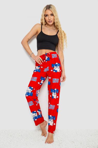 Штани жіночі домашні, колір червоний, 238R1101-1 | Зображення 1