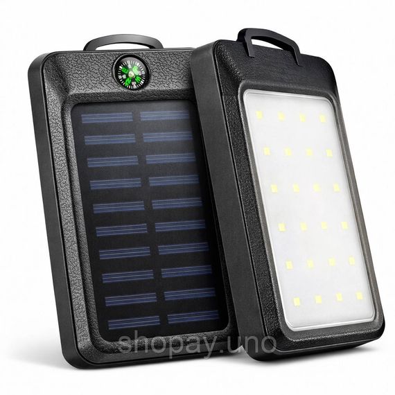 УМБ Power Bank Solar 18000 mAh мобильное зарядное с солнечной панелью и лампой, Power Bank Charger Black | Зображення 5