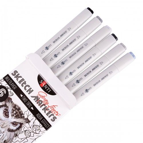 Набір маркерів Santi Gray tones 390544 6 кольорів | Зображення 2