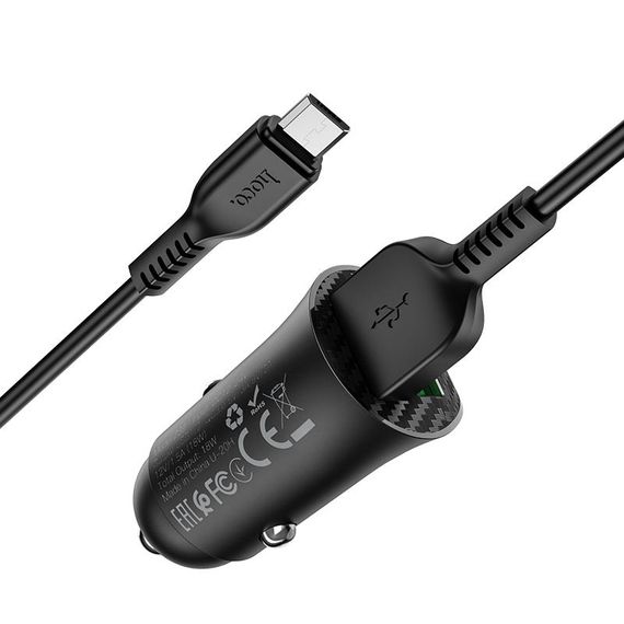 АЗП Hoco Z39 Farsighted QC3.0 18W (2USB-A) + кабель USB to MicroUSB Чорний | Зображення 3