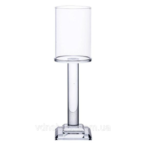 Підсвічник скляний на ніжці 6.5×23 см підсвічник келих декоративний прозорий HP-4-41M