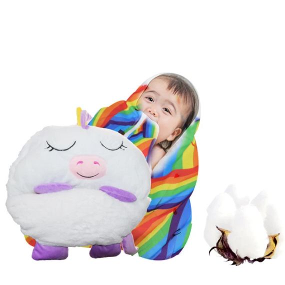 Детский спальный мешок-плюшевая игрушка подушка Единорог Baby sleeping bag Size S WHITE 3в1 теплый | Зображення 5