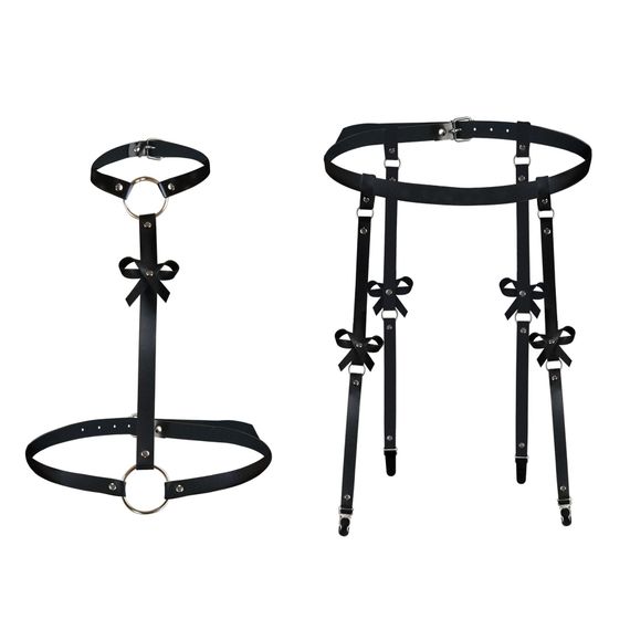 Набір із портупеї та гартерів Art of Sex Venecia One Size Чорний | Зображення 4