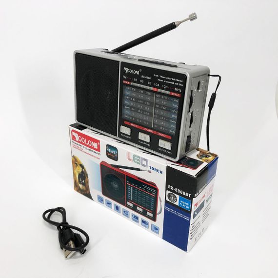 Радіо GOLON RX-8866 цифровий портативний радіоприймач із ліхтариком функцією PowerBank. Колір: білий | Зображення 7