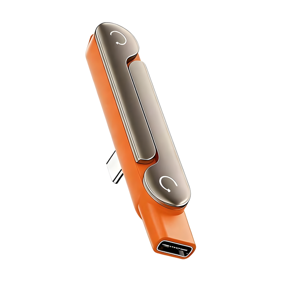 Адаптер перехідник USB Type-C на Type-C 240W зі складаною підставкою orange