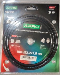 Диск алмазний для металу 180х1.8х22.2 мм APRO PRO